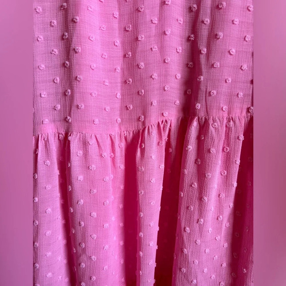 NWT Cece Clip Dot Ruffle Long Sleeve Shift Dress in Pink Begonia - Picture 7 of 12